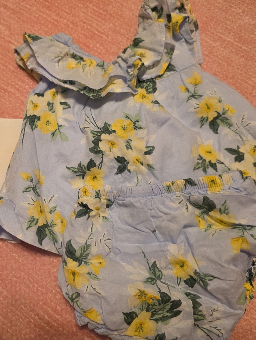 Janie and Jack Light Blue Floral Two-Piece Set with Yellow Flowers